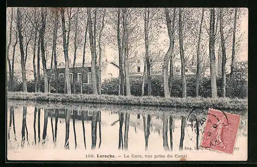 AK Laroche, Gare, Vue prise du Canal, Bahnhof