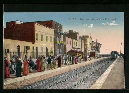 AK Suez, The train ariving from Port-Tewfik, Bahnhof