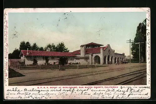 AK Burlingama /San Mateo County, CA, S. P. R. R. Depot