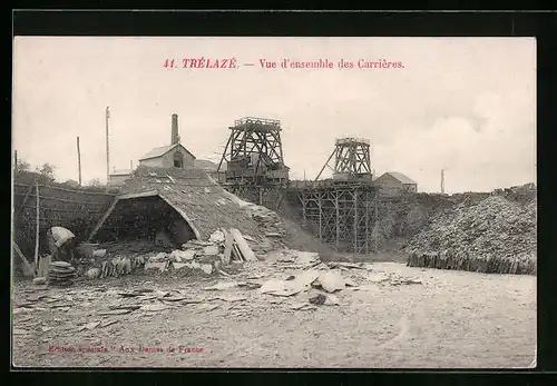 AK Trélazé, Vue d`ensemble des Carrières, Steinbruch
