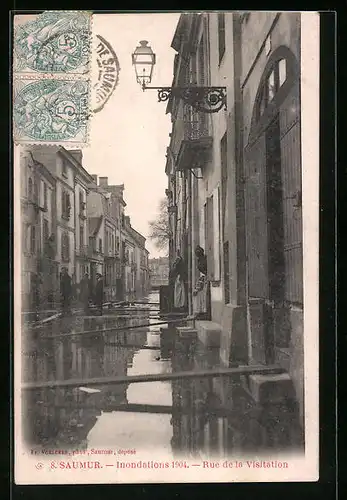 AK Saumur, Inondations 1904, Rue de la Visitation