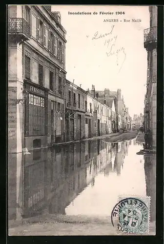 AK Angers, Inondations de Février 1904, Rue Maillé