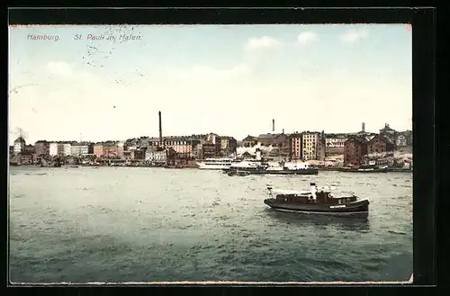 AK Hamburg-St. Pauli, Ansicht vom Hafen