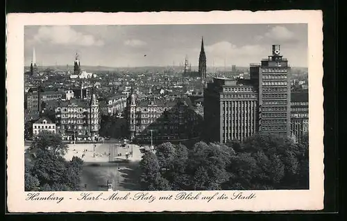 AK Hamburg-Neustadt, Karl-Muck-Platz mit Blick auf die Stadt