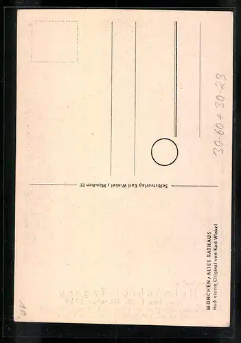 Künstler-AK München, Bayerische Heimkehrer-Tagung 1949, Altes Rathaus