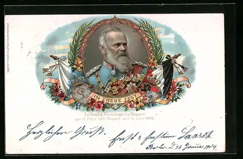 Lithographie Prinzregent Luitpold in Gala-Uniform