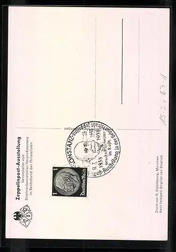 Künstler-AK Konstanz a. Bodensee, Zeppelinpost-Ausstellung 1938, Graf Zeppelin in Gala-Uniform