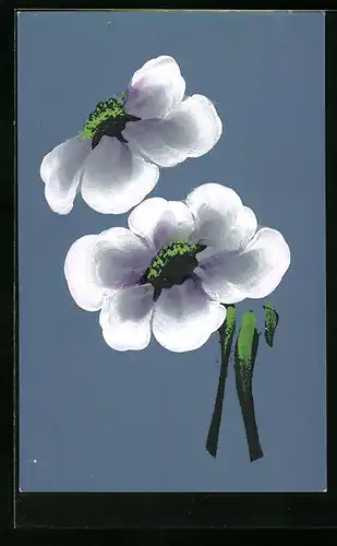 Künstler-AK Handgemalt: Zarte Blüten, Schablonenmalerei