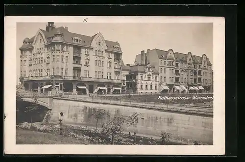 Foto-AK Warnsdorf, Partie an der Rathausstrasse