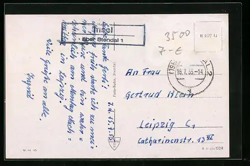 AK Landpoststempel Insel über Stendal