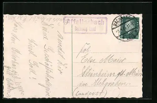 AK Landpoststempel Affalterbach (Backnang Land)
