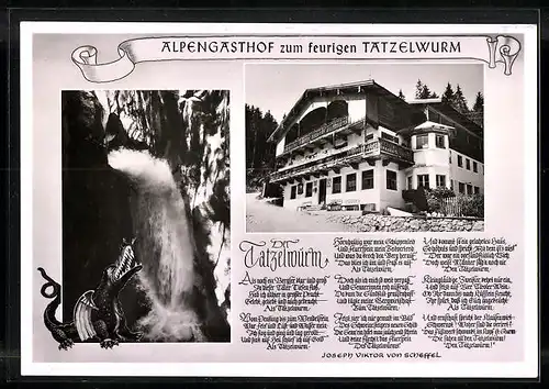 AK Landpoststempel Tatzelwurm, Post Bayrischzell