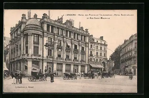 AK Angers, Hotel des Postes et Télégraphes, Hotel Saint-Julien et Rue Saint-Maurille