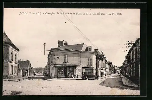 AK Jarzé, Carrefour de la Route de la Flècheet de la Grande Rue
