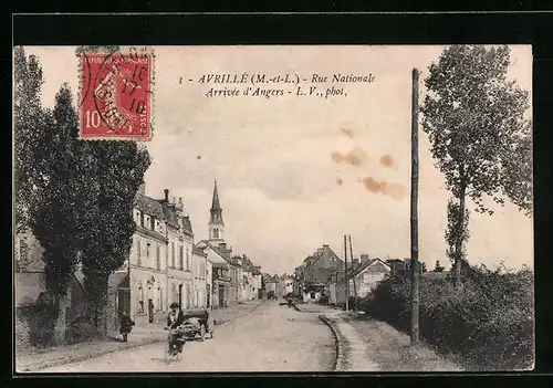 AK Avrillé, Rue Nationale, Arrivée d`Angers