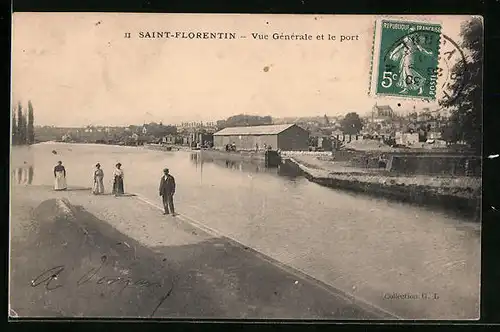 AK Saint-Florentin, Vue Générale et le Port