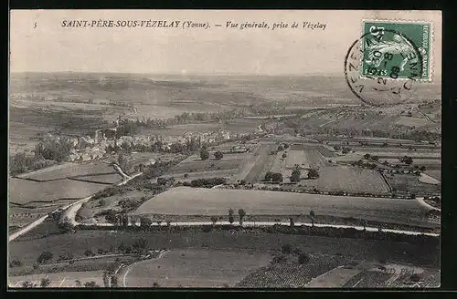 AK Saint-Père-sous-Vézelay, Vue générale, prise de Vézelay