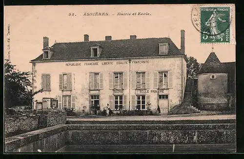 AK Asnières, Mairie et Ecole