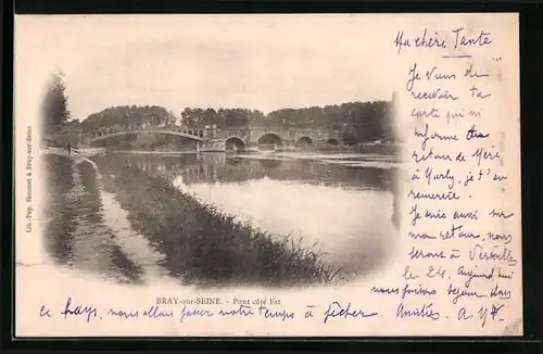 AK Bray-sur-Seine, Pont coté Est