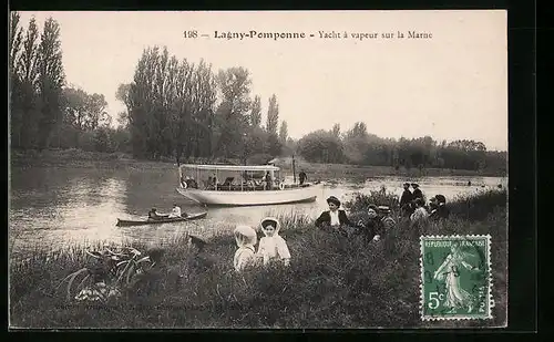 AK Lagny-Pomponne, Yacht à vapeur sur la Marne