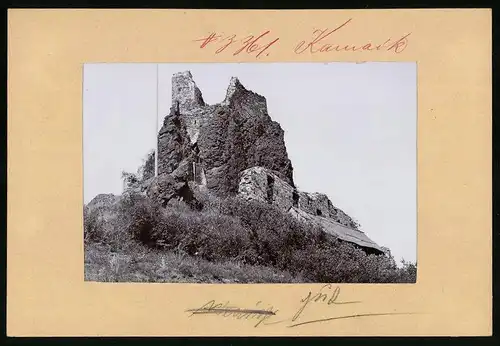 Fotografie Brück & Sohn Meissen, Ansicht Kamaik, Blick auf die Ruine Kamaik, Genrebild