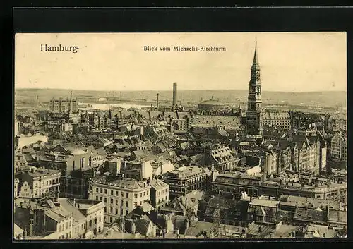 AK Hamburg-Neustadt, Blick vom Michaelis-Kirchturm auf den Ort