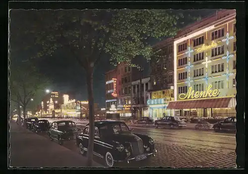 AK Hamburg-St. Pauli, Reeperbahn mit Geschäften bei Nacht