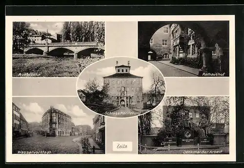 AK Zeitz, Schloss Moritzburg, Rathaushof, Denkmal der Arbeit