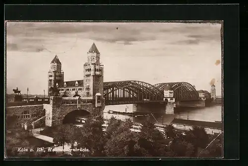 AK Köln, Blick auf die Hohenzollernbrücke