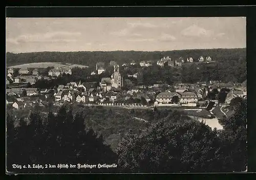 AK Diez a. d. L., Panorama vom Berg gesehen