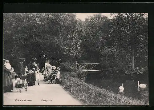 AK Wilhelmshaven, Parkpartie mit Spaziergängern