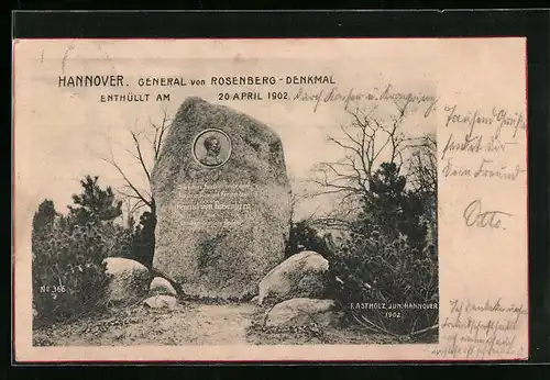 AK Hannover, General von Rosenberg-Denkmal, enthüllt 1902