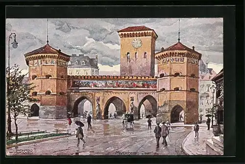 Künstler-AK Richard Wagner: München, Blick zum Isartor