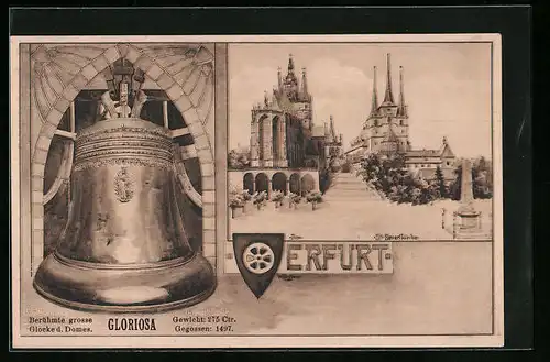 AK Erfurt, Berühmte grosse Glocke Gloriosa, Dom und Kirche