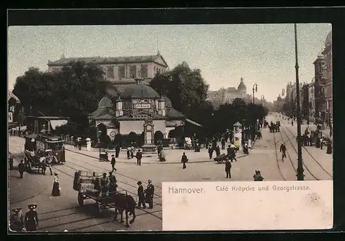 AK Hannover, Café Kröpcke und Georgstrasse