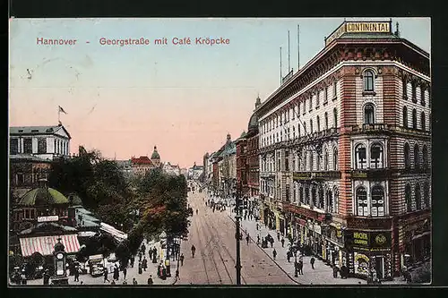 AK Hannover, Georgstrasse mit Café Kröpcke