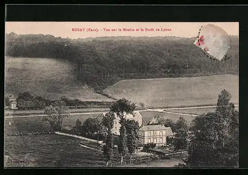 AK Rosay, Vue sur le Moulin et la Foret de Lyons