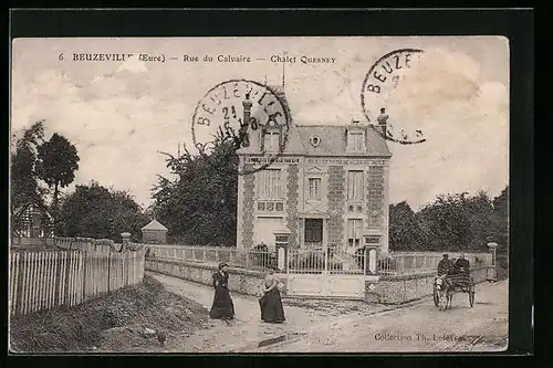 AK Beuzeville, Rue du Calvaire, Chalet Quesney