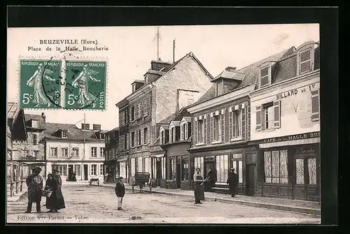 AK Beuzeville, Place de la Halle Boucherie
