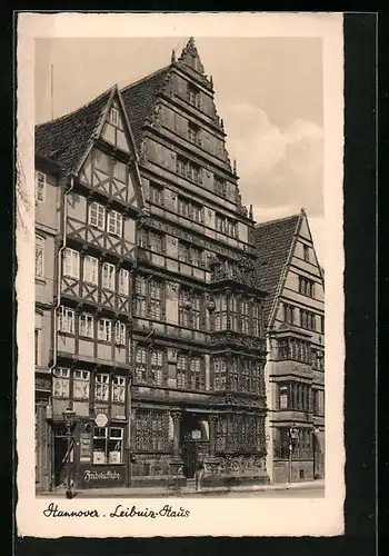 AK Hannover, Leibniz-Haus, Vorderansicht