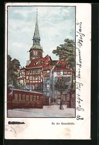 Künstler-AK Hannover, an der Kreuzkirche