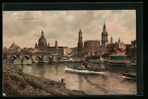 AK Dresden, Blick von der Marienbrücke