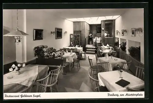 AK Freiburg i. Br., Restaurant Goldener Engel, Innenansicht