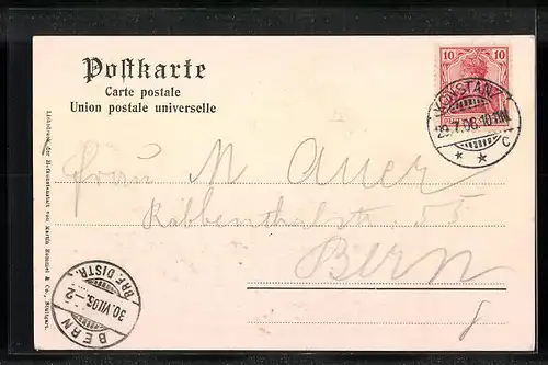 AK Mainau, Torgebäude mit Gartenpartie