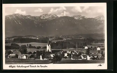 AK Durach / Allgäu, Totale mit Kirche