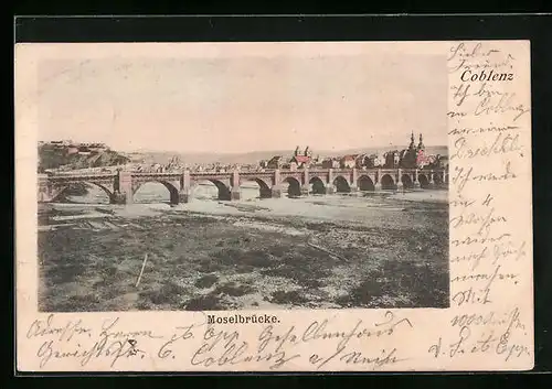 AK Coblenz, Blick auf die Moselbrücke