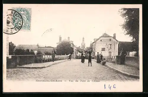 AK Neufchatel-sur-Aisne, Vue du Pont de l'Aisne