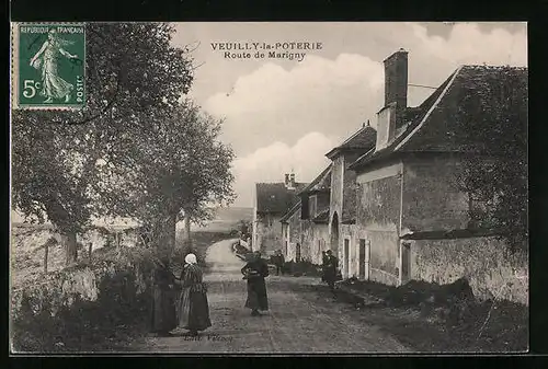 AK Veuilly-la-Poterie, Route de Marigny