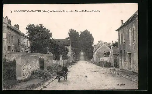 AK Rocourt-St-Martin, Sortie du Village du Coté de Chateau-Thierry
