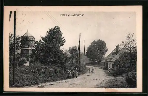 AK Chéry-les-Rozoy, Une rue, Strassenpartie